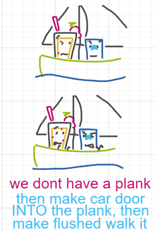 A panel from Ready Oar Knot, episode three of the Board Boards object show by Furretwalk/WalkingFurret.